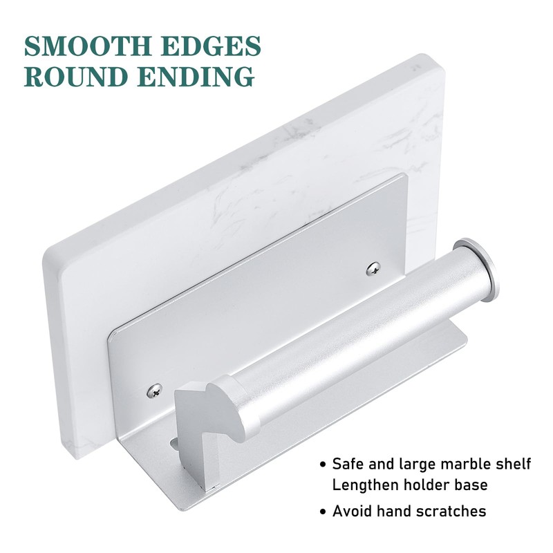 Hoimpro Brushed Silver Aluminum Toilet Paper Holder with White Natural