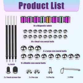 WLZP Magnetic Fidget Pen,Decompression Metal Ballpoint Pen,Fun Anxiety Relief Magnet Building Blocks,Creative Gift for Family Friend（Multicolour）