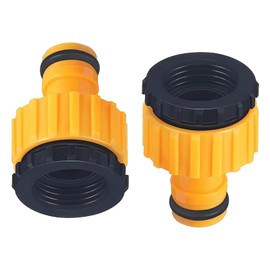 Aczyqws 2 Pack Hose Tap Connector 3/4 inch and 1/2 inch BSP 2in1 Plastic Outdoor Graden Hose Tap Connector Threaded Faucet Adapter