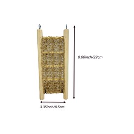 1 Pcs Hermit Crabs Climbing Wooden Ladder Bridge with Hooks, Small Animals Climbing Toy with Rope for Hermit Crabs Chameleon Lizards Reptile Bird Parrot