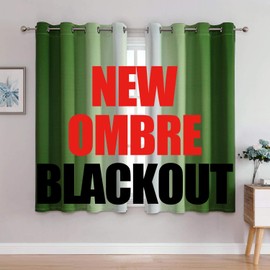 G2000 Blackout Curtains & Drapes for Bedroom Living Room 63 Inch Length Green and Greyish White Room Darkening Window Treatments Ombre Thermal Insulated Light Blocking Grommet Backdrop 2 Panels Set