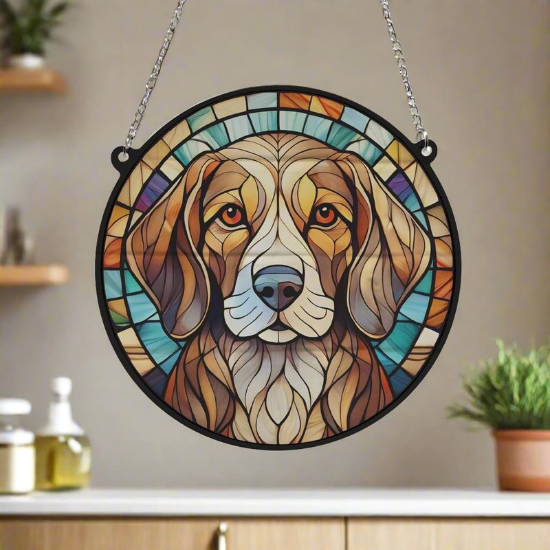 Image Industry Beagle Stained Glass Effect Suncatcher - Garden Gift