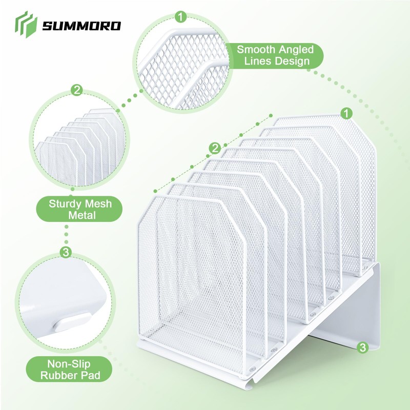 SUMMORO Inclined File Organizer for Desk, 7-Tier Vertical File Folder