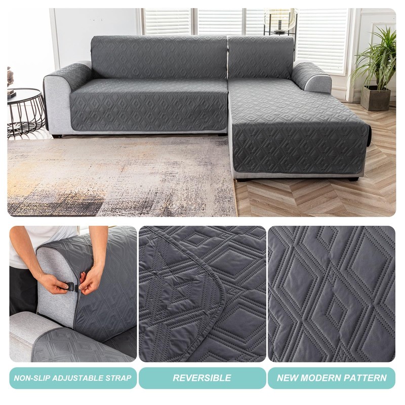 Genina Waterproof Sectional Couch Covers for Dogs L Shaped Sofa