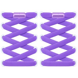 RJ-Sport 2 Pairs of Flat Shoelaces without Tying - Elastic Shoelaces with Quick Release - Quick Lacing System for Unique Comfort and Strong Hold - with Metal Capsules, Purple