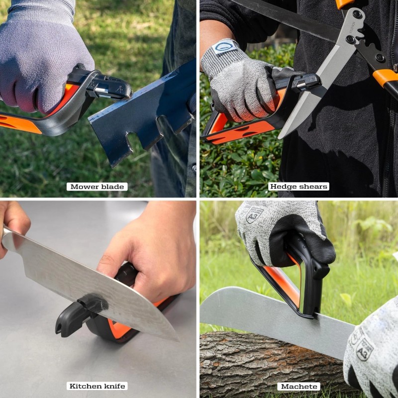 Professional 3-in-1 Sharpener for Knives and Gardening Tools - Easy