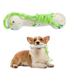Roucerlin E-TPU Floating Dog Fetching Toys with Nylon Rope, Interactive Medium & Large Dog Water Pool Toys, Bumper Shape Puppy Retrieving Dummy for Training Exercise Fun (Green and White)