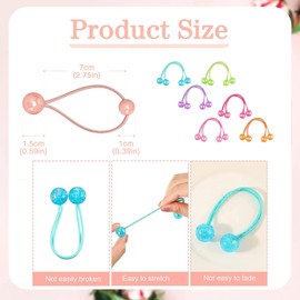 LALOCAPEYO 14 Pcs Double Balls Elastic Ponytail Holders Colorful Kids Hair Ties with Balls Cute Ball Hair Ties Circle Bubble Hair Bands Rubber Hair Elastics Ties Toddler Girls Women (Stylish Style)