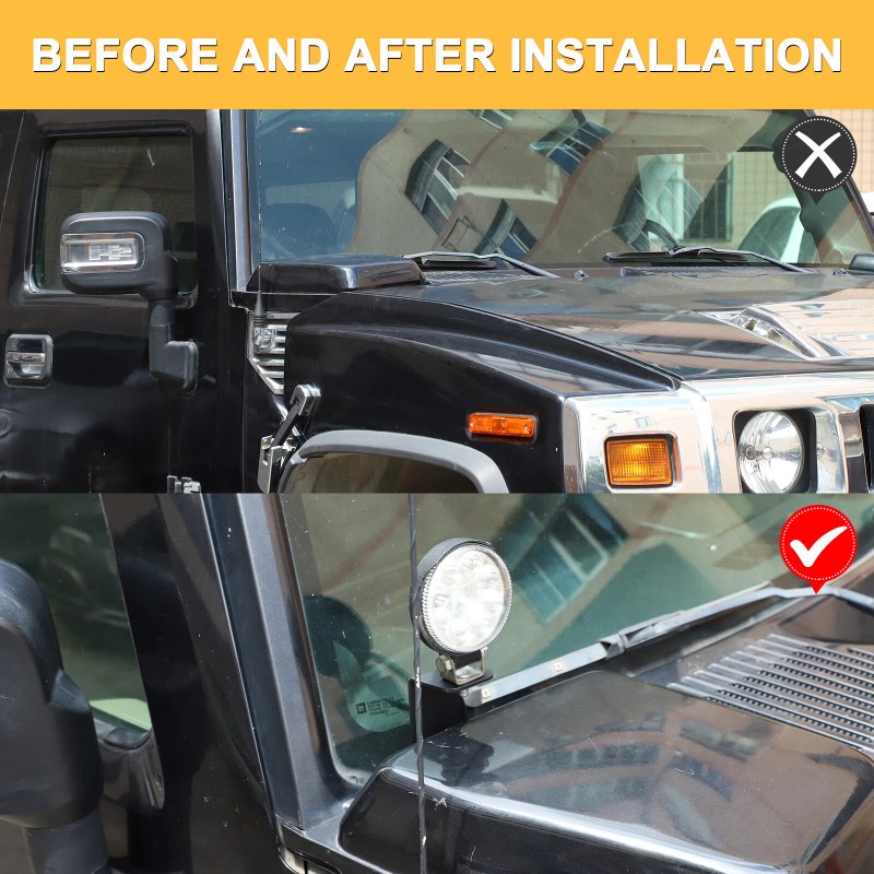 car-attention Side A-Pillar Hood Ditch Light Bar Mount Brackets For