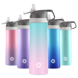 FJbottle Insulated Water Bottles with Straw 20 oz Double Wall Vacuum Insulated Stainless Steel Bottle Keeps Hot and Cold Perfect Gifts for Girl and Lady, Pink