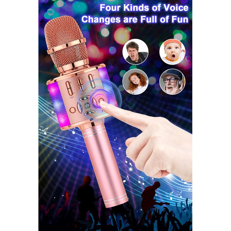 BONAOK Karaoke Microphone Bluetooth, 4 in 1 Wireless Karaoke Microphones,