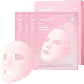 medicube Mascarilla reafirmante rosa PDRN | Mascarilla en V de 3 pasos para definir el mentón y la mandíbula | Cuidado reafirmante facial completo con