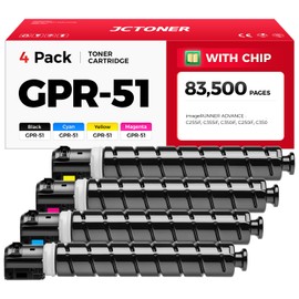 GPR-51 GPR51 High Yield Toner Cartridge 8516B003 8517B003 8518B003 8519B003 Replacement for Canon ImageRunner Advance C250if C255if C350if C350p C355if Printer Ink Set 4-Pack Black Cyan Magenta Yellow