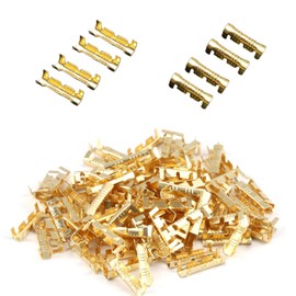 Pack of 100 brass crimp terminals, butt connectors, crimp connectors, bumpers, connectors, cable connectors, car, U-shaped wire clamp set, for safe and reliable electrical