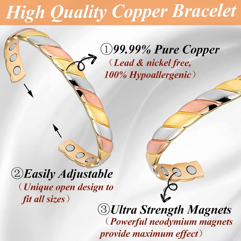 Cigmag Lymphatic Drainage Copper Magnetic Bracelet for Women 99% Solid