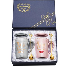 Wedding Gifts Mr and Mrs Mugs, Couple Gifts Engagement Gifts for Couples, Novelty Cups Set for Engagement Wedding Bridal Shower Bride and Groom to Be Newlyweds Anniversary, Marble Ceramic Mugs 14Oz