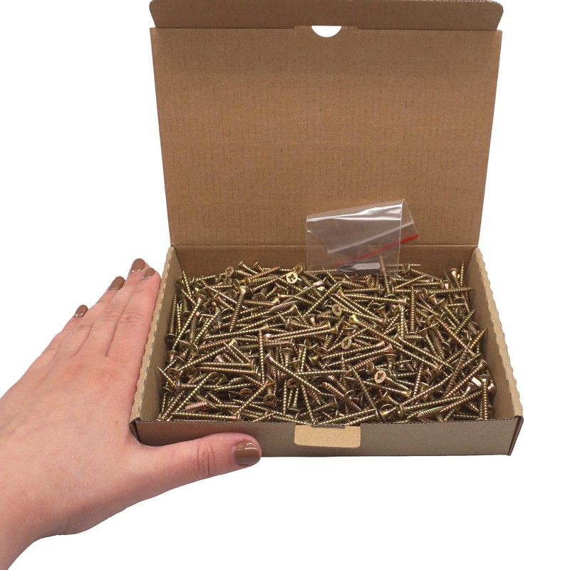 Wood Screws 3.5 x 35 mm Yellow Galvanised Steel Chipboard