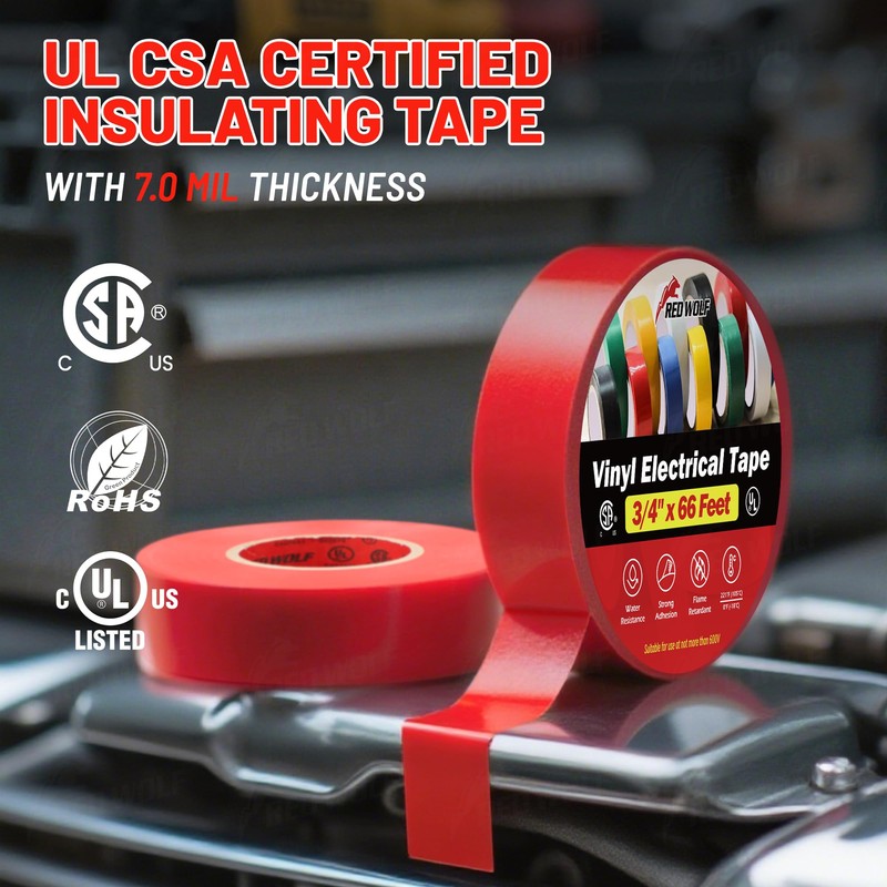 RED WOLF Red Electrical Tape 3/4 Inch x 66 Ft