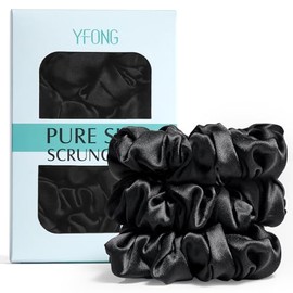 YFONG- 3 coleteros 100% seda para el cabello para dormir para mujeres y niñas, 22 momme de pura morera para el cabello contra el frizz y el encrespamiento