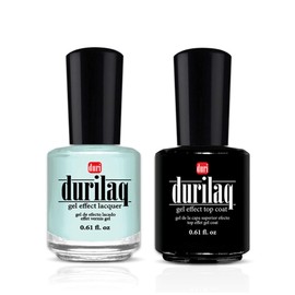 duri Durilaq, DUO04 Aphrodites Kiss, Pale Pastel Blue Opaque Gel Effect Lacquer and Top Coat, 0.61 fl.oz. Each