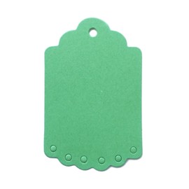 LWR CRAFTS 100 Hang Tags Scalloped Top and Bottom Rectangle with Jute Twines 100ft (2 3/4" x 1 3/4", Green)
