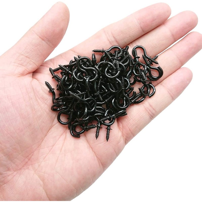 Goiio 100 Pieces 1/2 inch Ceiling Hooks, Black Zinc Plated