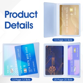 Yuanchu Set of 3 Plastic Wallet Inserts 10/12/20 Slots, Clear Credit Card Holder Card Wallet Inserts Compatible with Bifold Wallets for Medicare Social Security ID Photoy