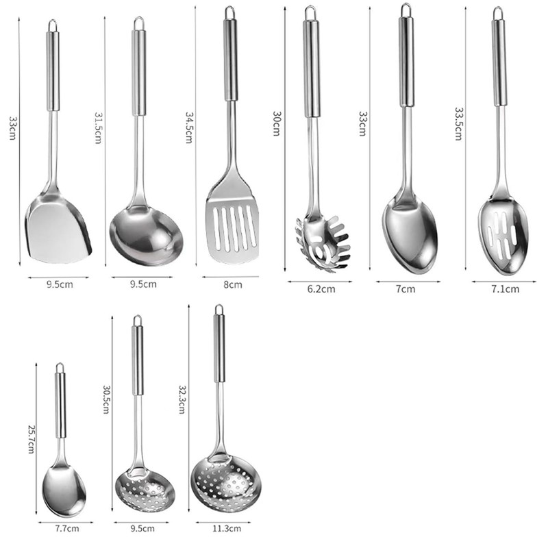 9Pcs Stainless Steel Cooking Utensils Set, Stainless Steel Kitchen Utensils,