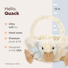 Bearington Quack The Yellow Duck Plush Easter Basket, 12 x 13 Inch Baby Easter Basket