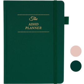 JUBTIC ADHD Planner for Adults - Undated Daily & Weekly ADHD Journal for Neurodivergent Brains, Organization, Goal-Setting, and Time Management - Gift for Men and Women with ADHD(Dark Green,8.5"x5.8")
