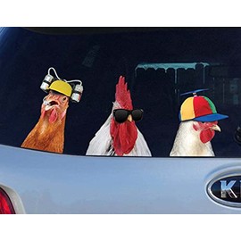 2PCS Chicken Crack Car Stickers Cute 3D Chicken Decal Car Sticker for Car Window Bumper Vinyl Decal Realistic Animal Car Window Decal Car Door Window Cling Waterproof Animal Wall Sticker 40x30,B