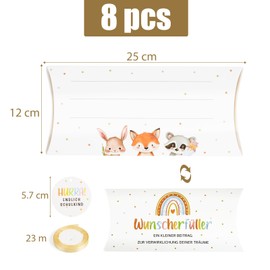 BETESSIN Wunscherfüller Money Gift Packaging for School – 8 Pieces 25 x 12 x 3 cm Pillow Boxes for Filling – Gift Box First Day of School – Gift Packaging for First Day of School Alternative School