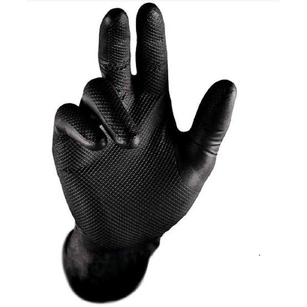 50 Pairs of Nitrile Gloves 0422 Grip Black L (9))