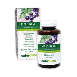 Black Currant (Ribes Nigrum) Leaves and Fruits Naturalma - 150 g - 300 Tablets - Dietary Supplement - Natural and Vegan