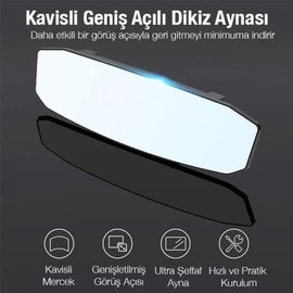 polham mobile 30x9 CM Ultra Geniş Araç İçi Geniş Açılı Araç Dikiz Aynası, Kavisli, Genişletilmiş Açılı Ayna