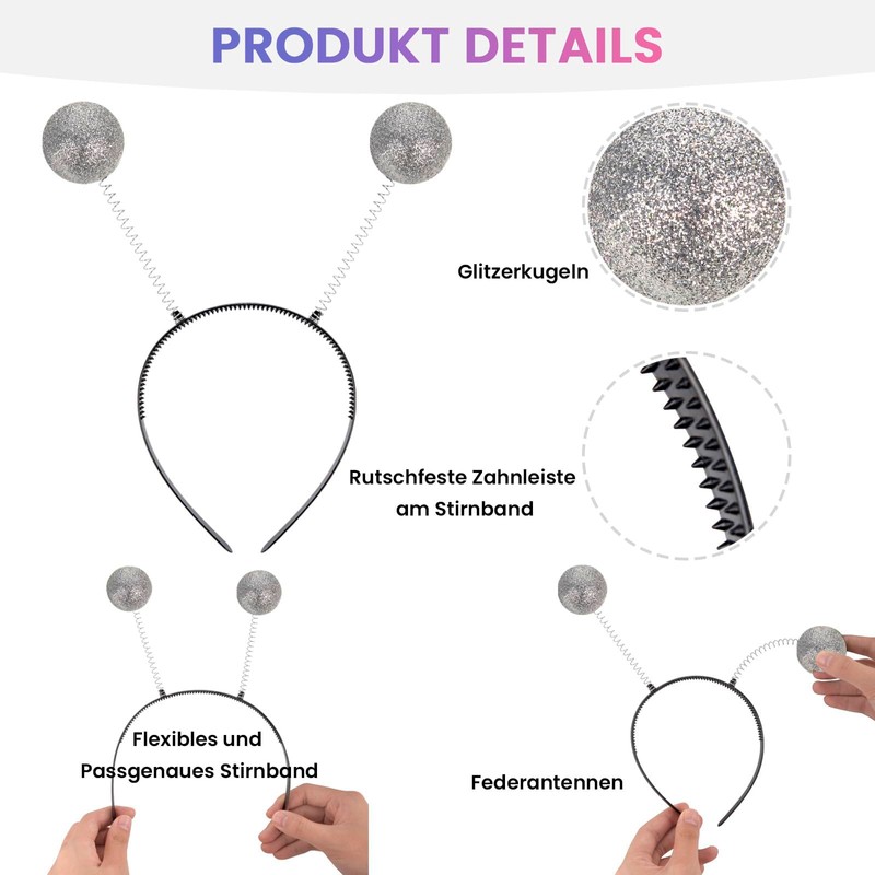 FACATH Silver Alien Costume Headband & Rainbow Lens Glasses Gloves