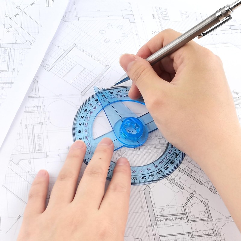 Cretty-Meet 2 PCS 360 Degree Swing Arm Protractor Plastic Circle