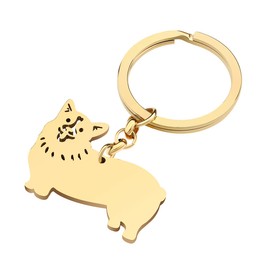 BAMAY Stainless Steel Cute Dog Breeds Puppy Keyring Pug Corgi Keychains Labrador Gifts Pets Charms for Women Girls