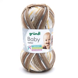 Gründl Baby Color Knitting and Crochet Yarn with Wool-like Character 70% Polyacrylic and 30% Polyamide, 50 g / 150 m, Needle Size: 3.5-4.5, 1 x 50 g), Sand Brown Natural Yellow Multicoloured