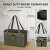 Tool Bag with Metal Frame, Waxed Canvas Wide Open Top