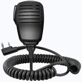 SAMCOM Speaker Mic for Walkie Talkies, 2 Pin Handheld Shoulder Microphone for Two Way Radios with 3.5mm/2.5mm Jack, High Elasticity Reinforced Cable, 1 Pcs Black