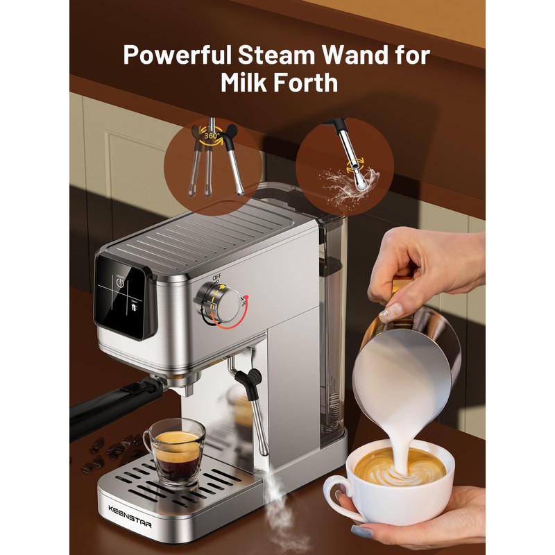 KEENSTAR 20Bar Espresso Machine with Rapid Cold Brew, Hot &