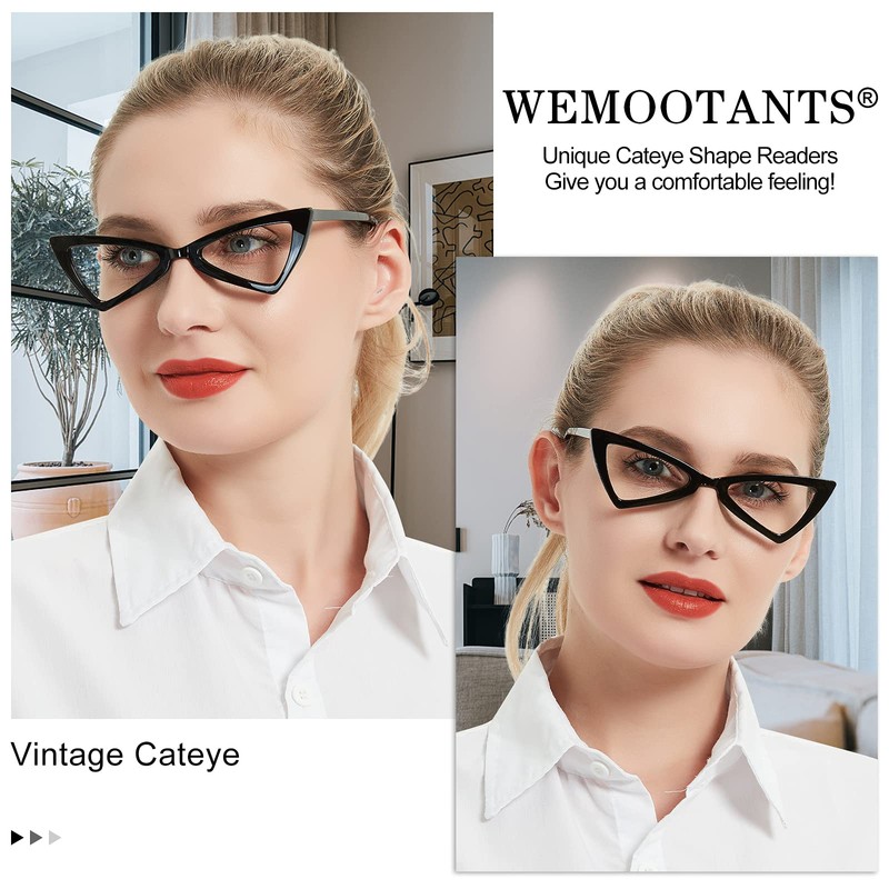 WEMOOTANTS Cat Eye Reading Glasses Women Lightweight Cute Readers 1.0