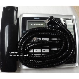 DIY-BizPhones-RCA-ViSys RCA Phone Long Handset Cord 1 2 4 Line Landline ViSys Receiver Curly Black 25Ft