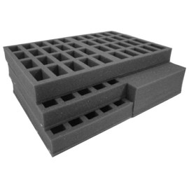 Navara Figure Case Tray Set to carry 80 troops on 25mm bases & monsters or vehicles. Pick&pluck tray 80mm deep (2cm blocks), troop comps 50x25mm