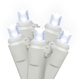GiftBasket 100Lt LED Bulb Cool White & White Wire End Connecting Light Set - 4 in. x 34 ft. LED Bulb