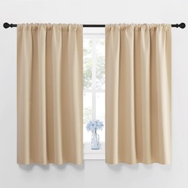 NICETOWN Thermal Insulated Blackout Curtains 2 Panels Rod Pocket, Sunlight Reduced UV Ray Blocking Multi-Function Window Treatment Curtains for Bedroom/Nursery (42W by 54L, Biscotti Beige, 2 Pcs)