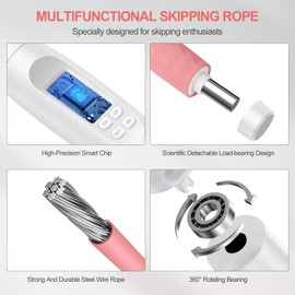 Flintronic Skipping Rope with Counter, Skipping Rope Adult Fitness, Speed Rope, Adjustable Skipping Rope Jump Rope with Non-Slip Handles for Interval Training Training HIIT