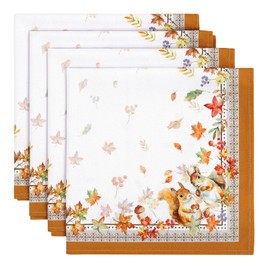 Arquiel Autumn Napkins Leaves Set of 4, Fabric Napkins 100% Cotton Soft High-Quality Reusable Dining Table Napkins Perfect for Weddings Kitchen Household Party (45 x 45 cm)