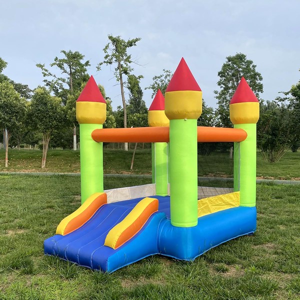 Inflatable Bounce House with Bouncy Jumping House with Slide, Kids Castle Party Theme Bounce House with Durable Safe Sewn Indoor Outdoor